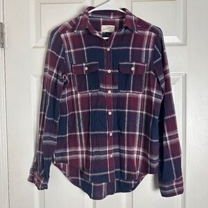 Universal Thread 2016 Purple Plaid Button Up Long Sleeve Flannel Women Size XS